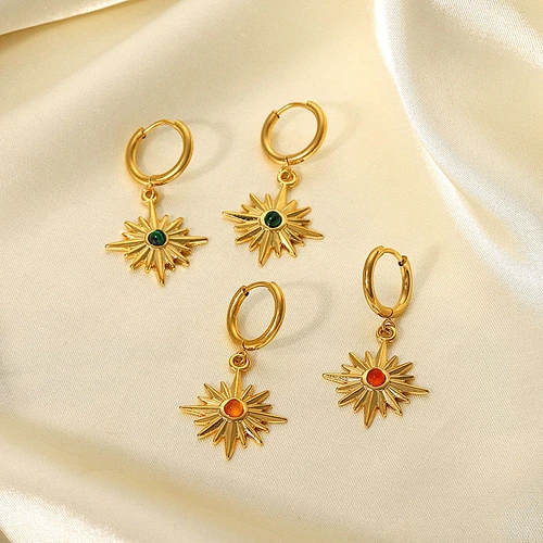 Star Drop Stud Earrings Diamond Hoop Earrings