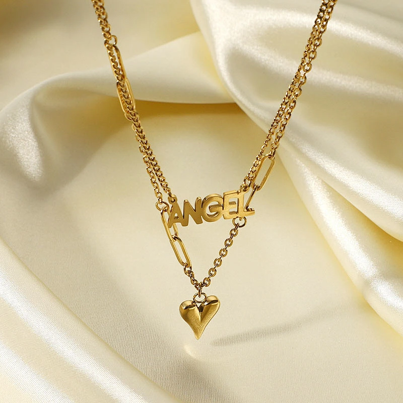 Vanlentine'S Day Layered Heart Stainless Steel Necklace Manufacturer