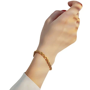 Basic Stainless Steel Gold Twisted Chain Bracelet