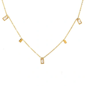 18K Stainless Steel Gold Diamond Tiny Chain Necklace