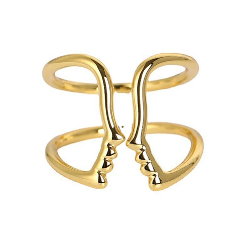 Basic Gemini Face 18K Gold Plated Ring Manufacturer