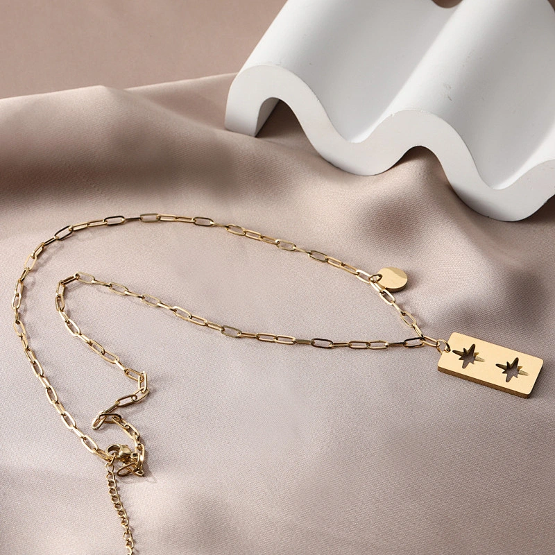 Trend Double Hollow Star Pendant Necklace Customize