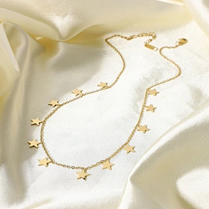 18K Gold Color Women Stainless Steel Chain With Star Pendant