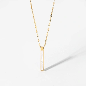 Simple Steel Necklace 14K Gold Cube Pendant Necklace