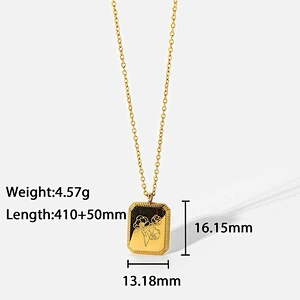 New 18k Gold Plated Engraved Necklace Flower Pendant Necklace