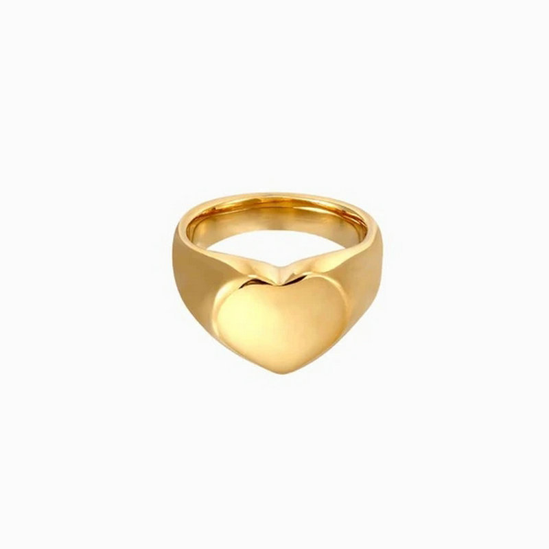 Stainless Steel Heart Ring 18K Gold Plated Ring Jewelry