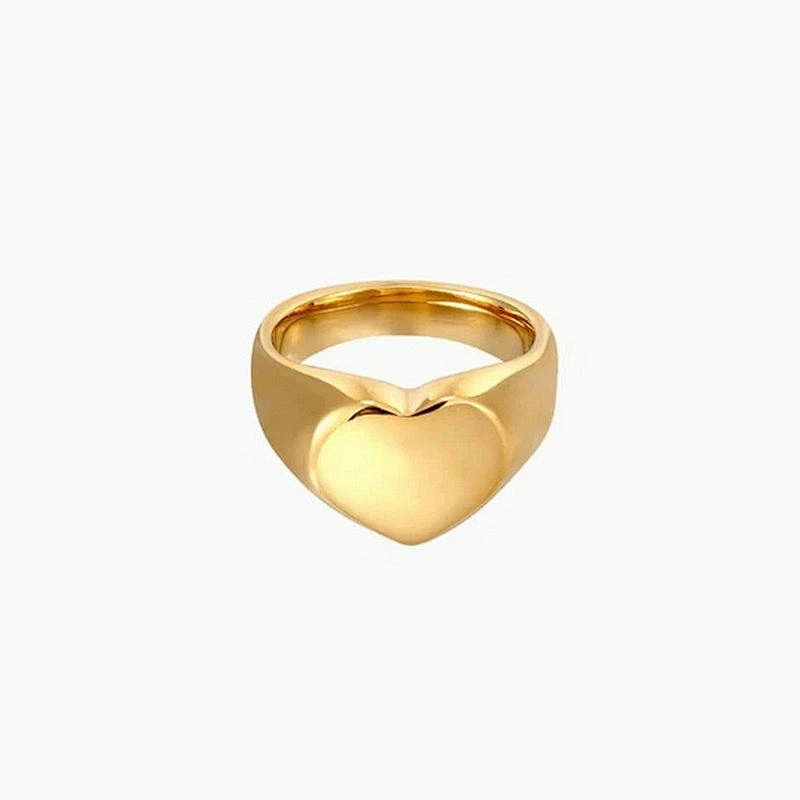 Stainless Steel Heart Ring 18K Gold Plated Ring Jewelry