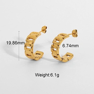 Fashion Hollow Stainless Steel Stud Earrings Curved Earrings