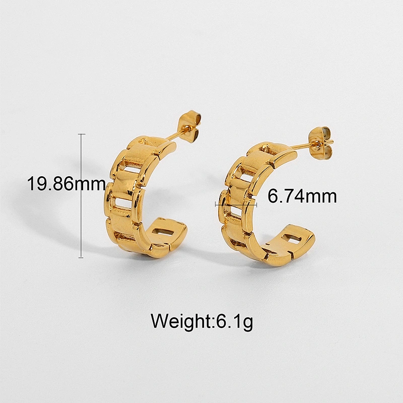 Fashion Hollow Stainless Steel Stud Earrings Curved Earrings