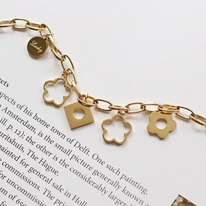 Stainless Steel Hollow Flower Bracelet Girls