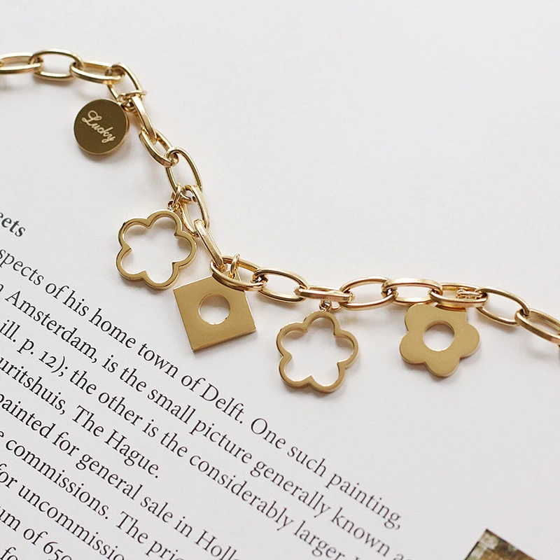 Stainless Steel Hollow Flower Bracelet Girls