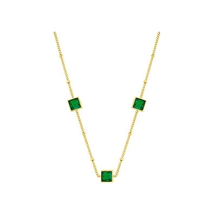 Retro Square Emerald Short Necklace Customize