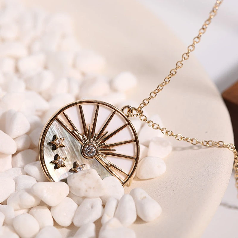 Vintage Sun Moon Zircon Pendant Couple Necklace