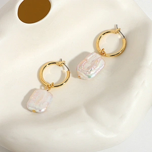 Fashion Baroque Natural Freshwater Pearl Drop Earrings Wedding