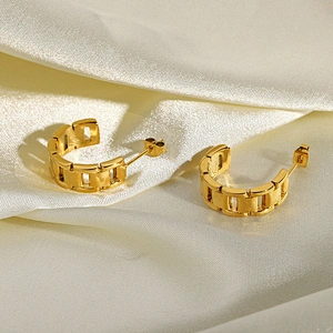 Fashion Hollow Stainless Steel Stud Earrings Curved Earrings