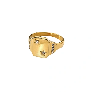 Simple Steel Ring Gold Star Zircon Ring Jewelry Wholesale