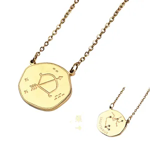 Trend Stainless Steel Zodiac Sign Charm Series Necklace