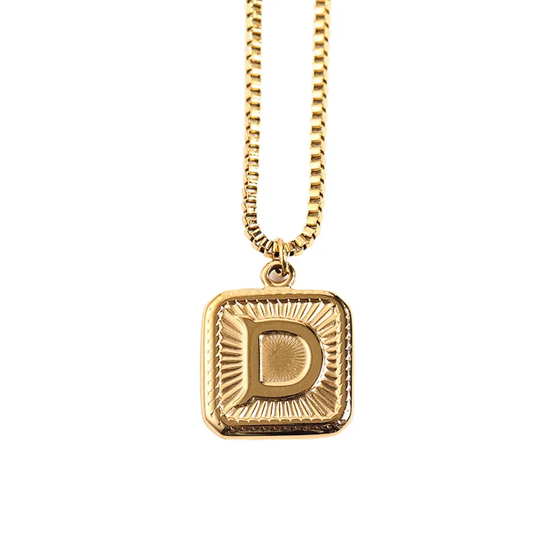 Gold Stainless Steel 26 Letter Charm Necklace Series