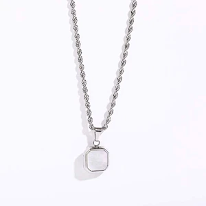18K Gold Plated Steel Cat Eye Stone Twist Chain Necklace