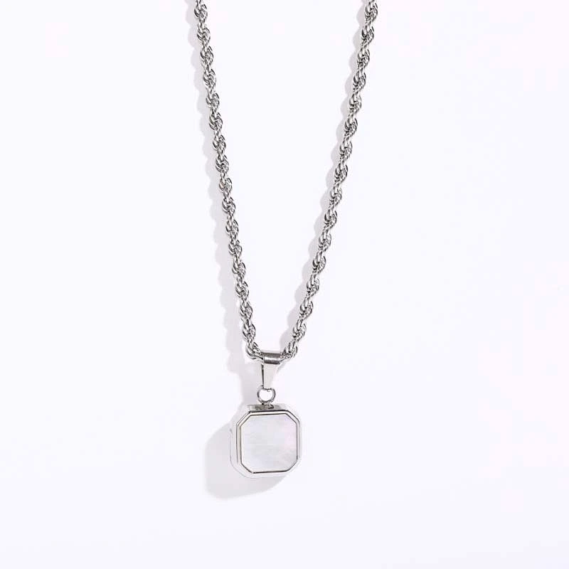 18K Gold Plated Steel Cat Eye Stone Twist Chain Necklace