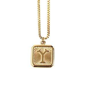 Gold Stainless Steel 26 Letter Charm Necklace Series