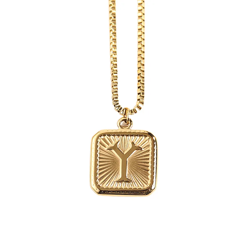Gold Stainless Steel 26 Letter Charm Necklace Series