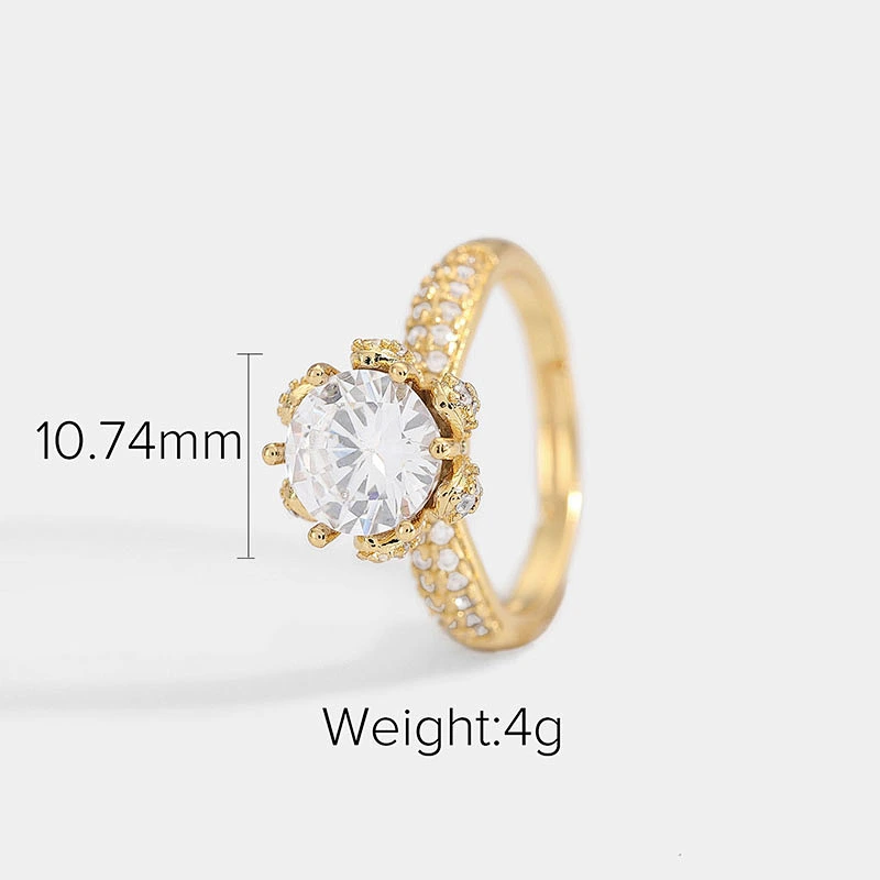 Small Charm Brass Jewelry Open Ring Pink Zircon Ring Women
