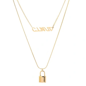 Letter And Lock Charm Pendant Layered Necklace
