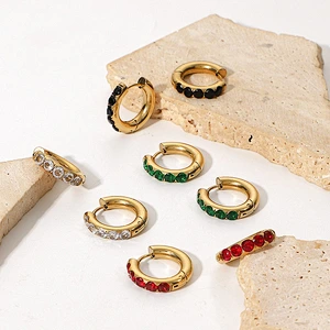 Women Round Crystal Steel Post Earrings Customize