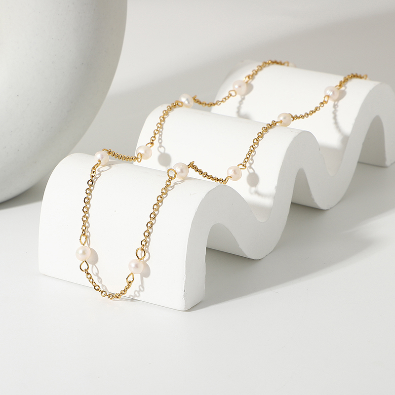 Vintage Freshwater Pearl Choker Stainless Steel Necklace