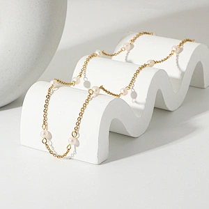 Vintage Freshwater Pearl Choker Stainless Steel Necklace