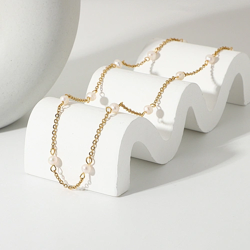 Vintage Freshwater Pearl Choker Stainless Steel Necklace