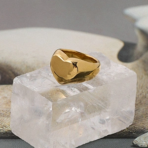 Stainless Steel Heart Ring 18K Gold Plated Ring Jewelry