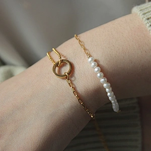 Pearl Geometric Circle Two-Piece Bracelet Set Customize