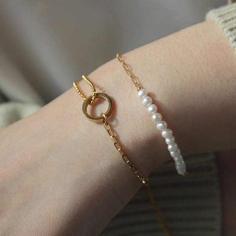 Pearl Geometric Circle Two-Piece Bracelet Set Customize
