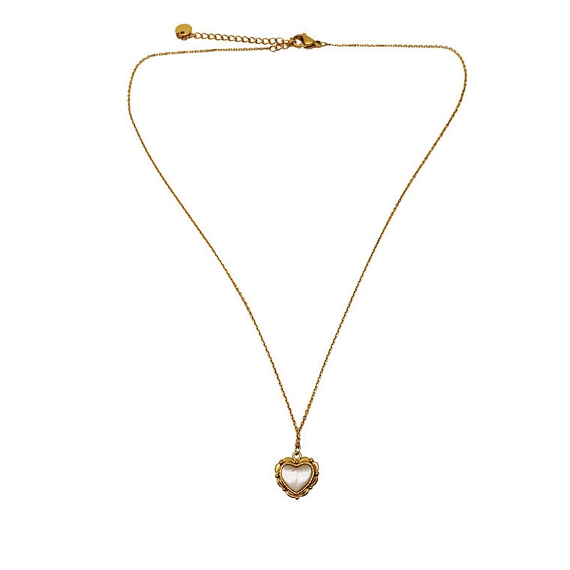 Shell Heart Charm Pendant Chain Stainless Steel Necklace