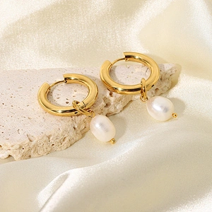 Freshwater Pearls Drop Earrings Gold Plated Earrings for Girl