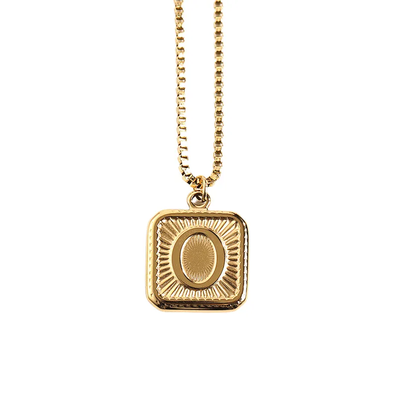 Gold Stainless Steel 26 Letter Charm Necklace Series