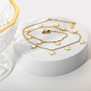 18K Gold Color Women Stainless Steel Chain With Star Pendant