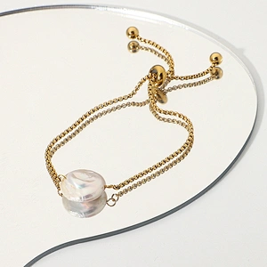Fashion Simple Freshwater Pearl Bracelet Steel Bracelet