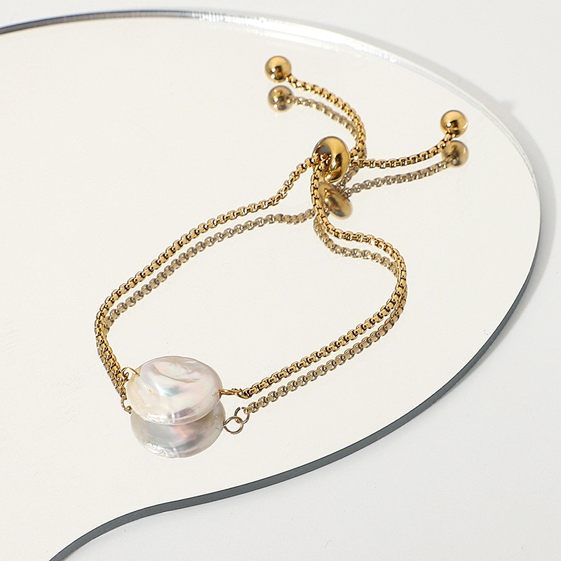 Fashion Simple Freshwater Pearl Bracelet Steel Bracelet