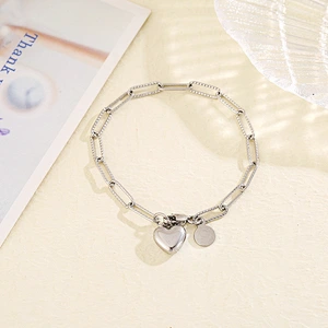 Heart Charm Chain Bracelet For Women Steel Customize