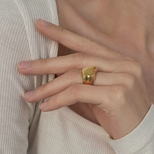 Stainless Steel Heart Ring 18K Gold Plated Ring Jewelry