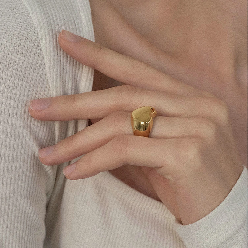 Stainless Steel Heart Ring 18K Gold Plated Ring Jewelry
