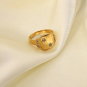 Simple Steel Ring Gold Star Zircon Ring Jewelry Wholesale