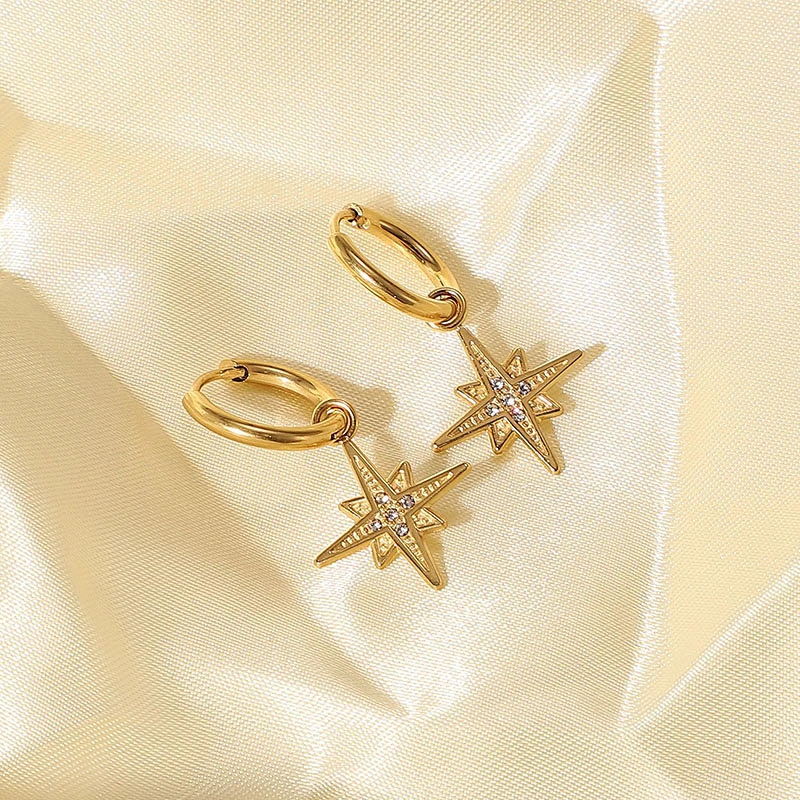Creative Star Pendant Earrings Zircon Pendant Earrings Women