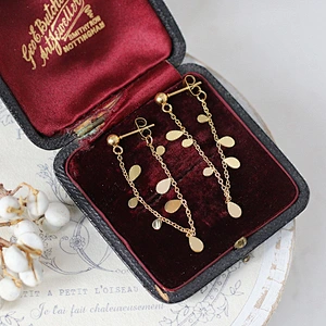Long Tassel Chain Earrings Teardrop Stud Earrings
