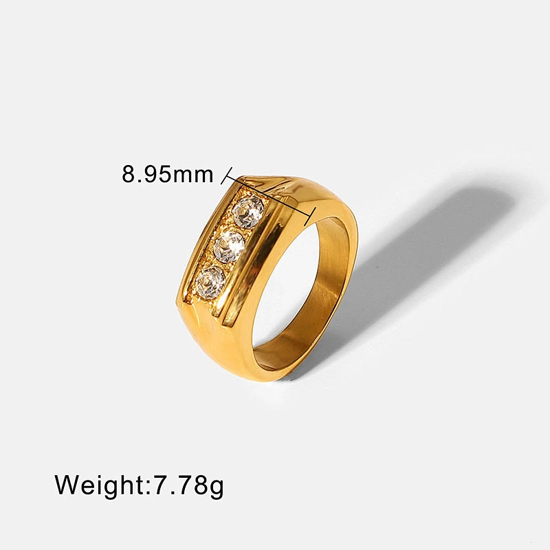 New Zircon Ring Stainless Steel Geometric Zircon Ring Party