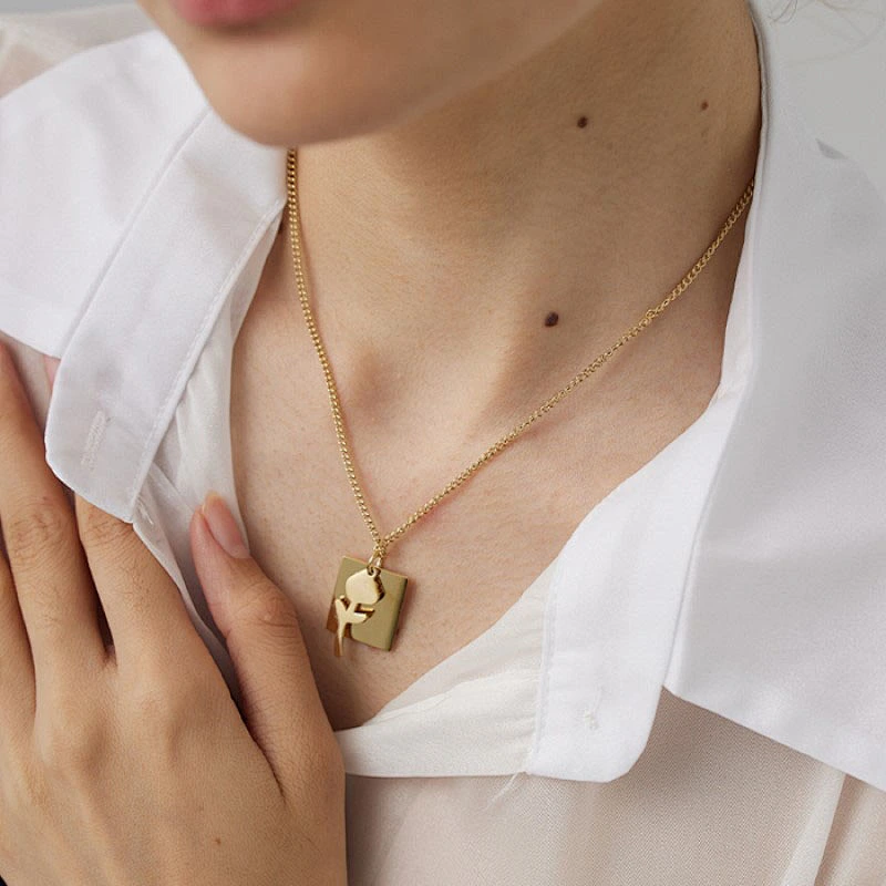 Forever Love Engraved Flower Pendant Necklace