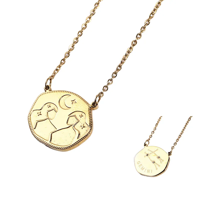 Trend Stainless Steel Zodiac Sign Charm Series Necklace